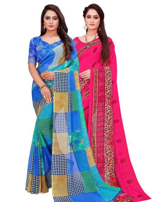 women's saree combo with blouse - 18500565 - Standard Image - 0