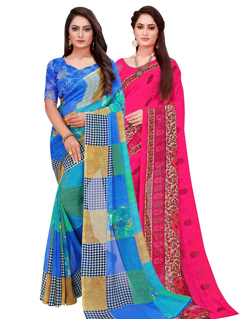 women's saree combo with blouse - 18500565 - Zoom Image - 0
