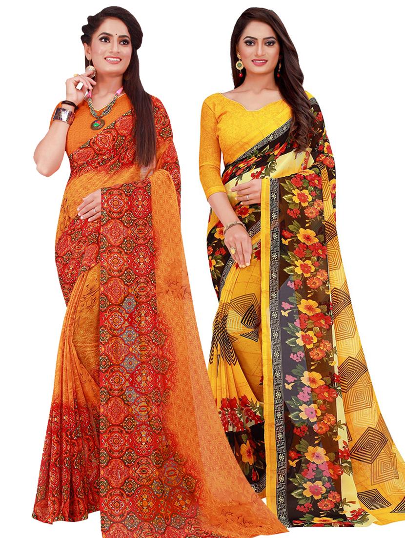 pack of 2 printed sarees - 18500605 - Zoom Image - 0
