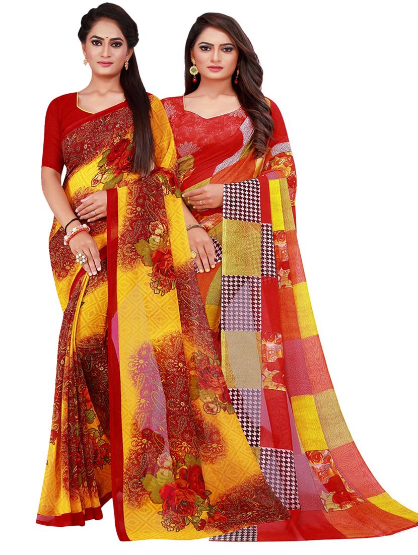 pack of 2 printed sarees - 18500674 -  Zoom Image - 0