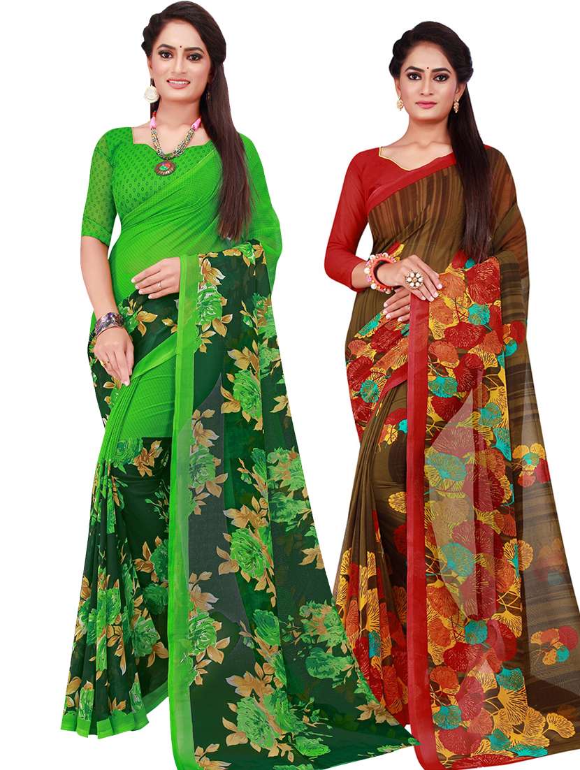 pack of 2 printed sarees with blouse