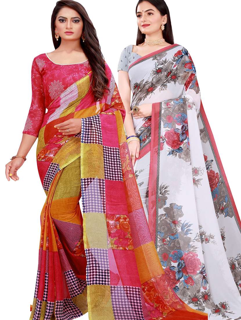 pack of 2 printed sarees  with blouse