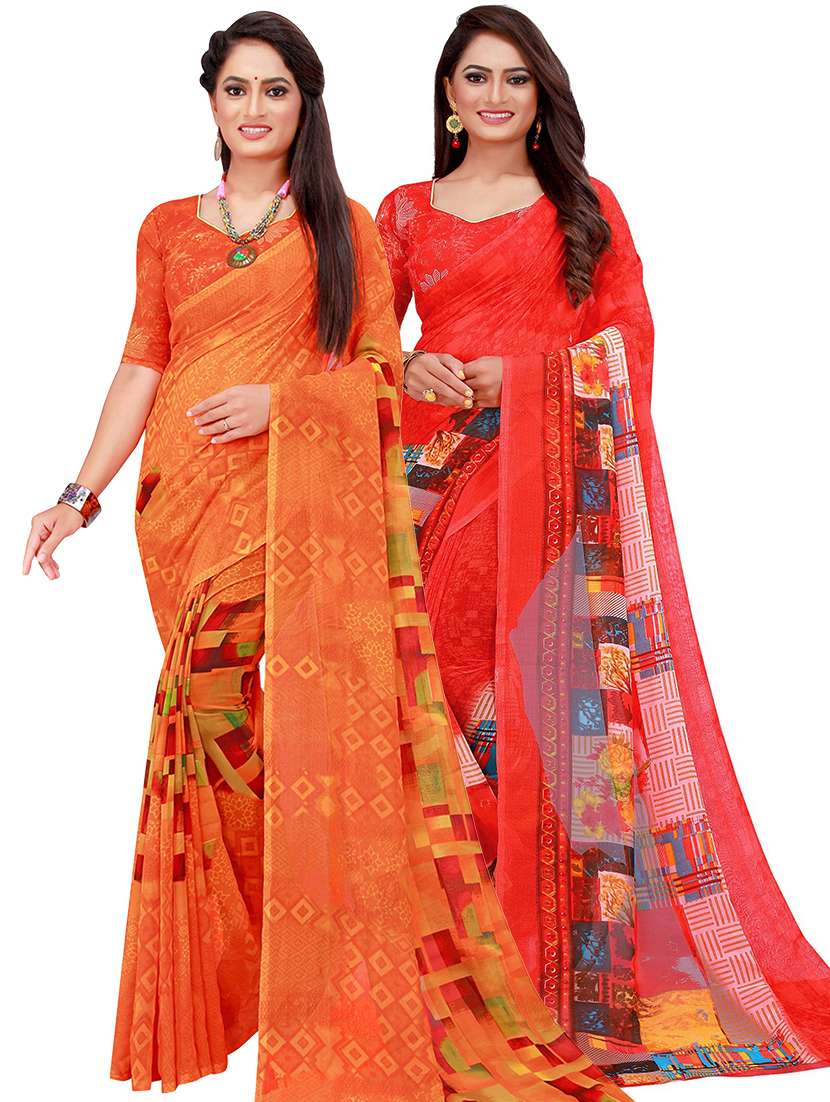 pack of 2 printed sarees - 18500896 - Zoom Image - 0