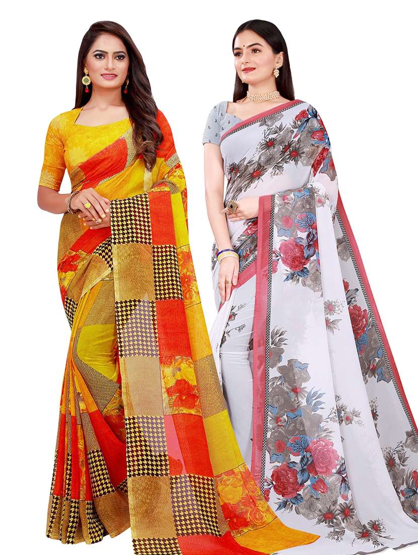 pack of 2 printed sarees  with blouse