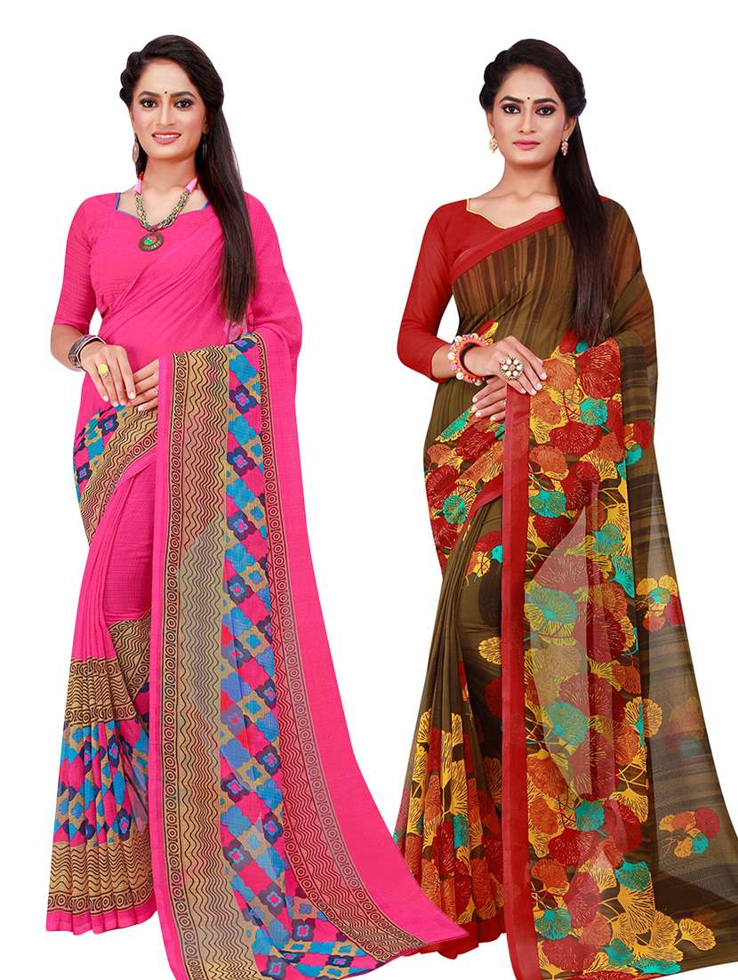 pack of 2 printed sarees  with blouse