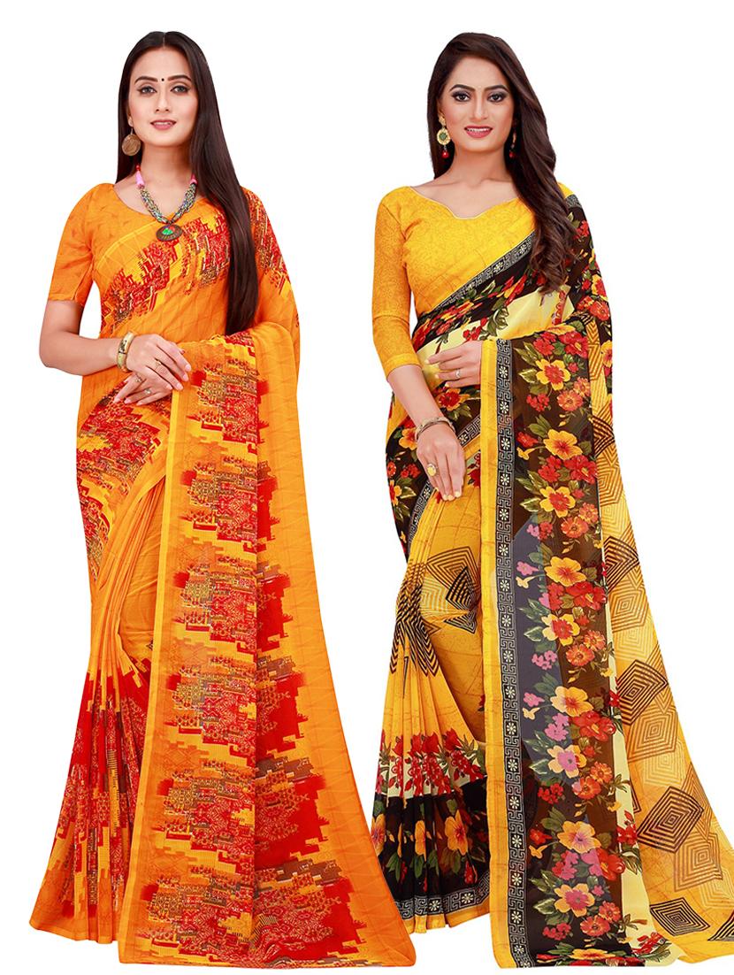 pack of 2 printed saree with blouse - 18501096 -  Zoom Image - 0