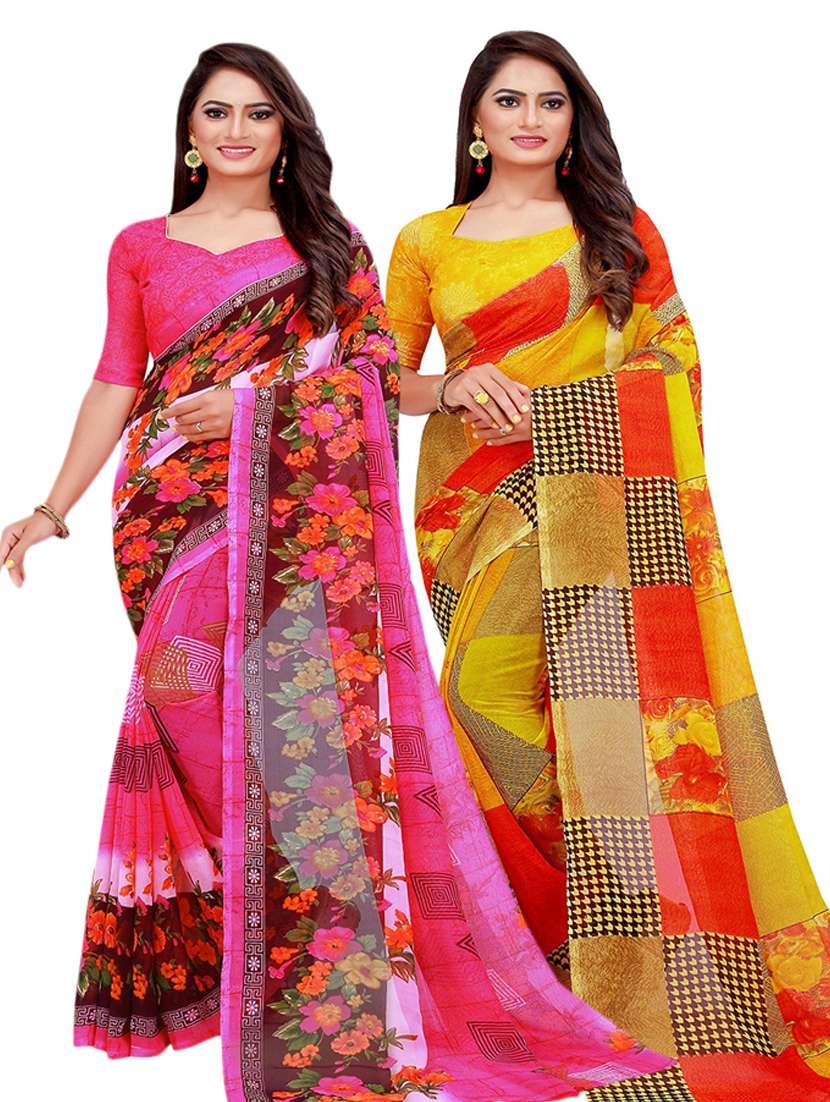 women's saree combo with blouse - 18501120 - Zoom Image - 0