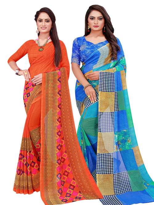 women's saree combo with blouse - 18501215 - Standard Image - 0