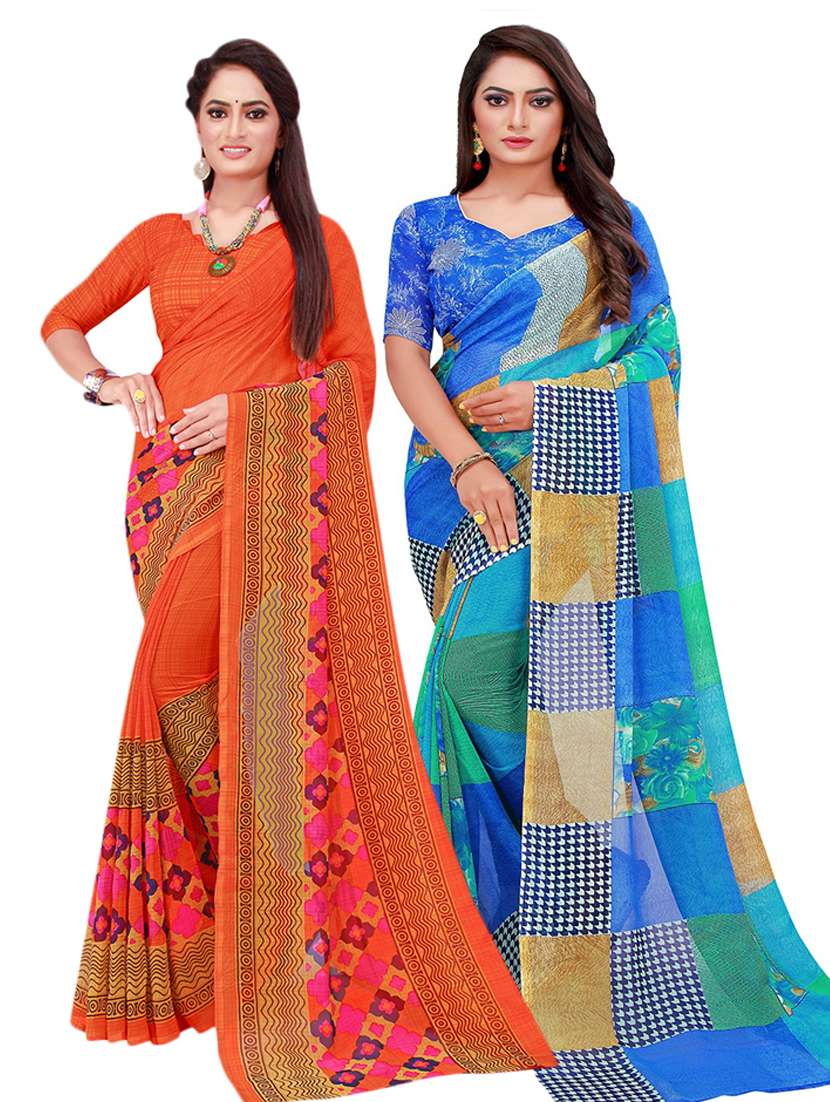 women's saree combo with blouse - 18501215 - Zoom Image - 0