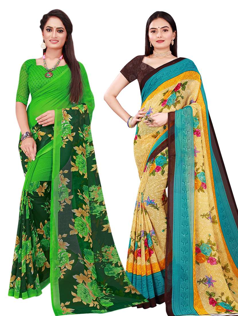 pack of 2 printed sarees  with blouse
