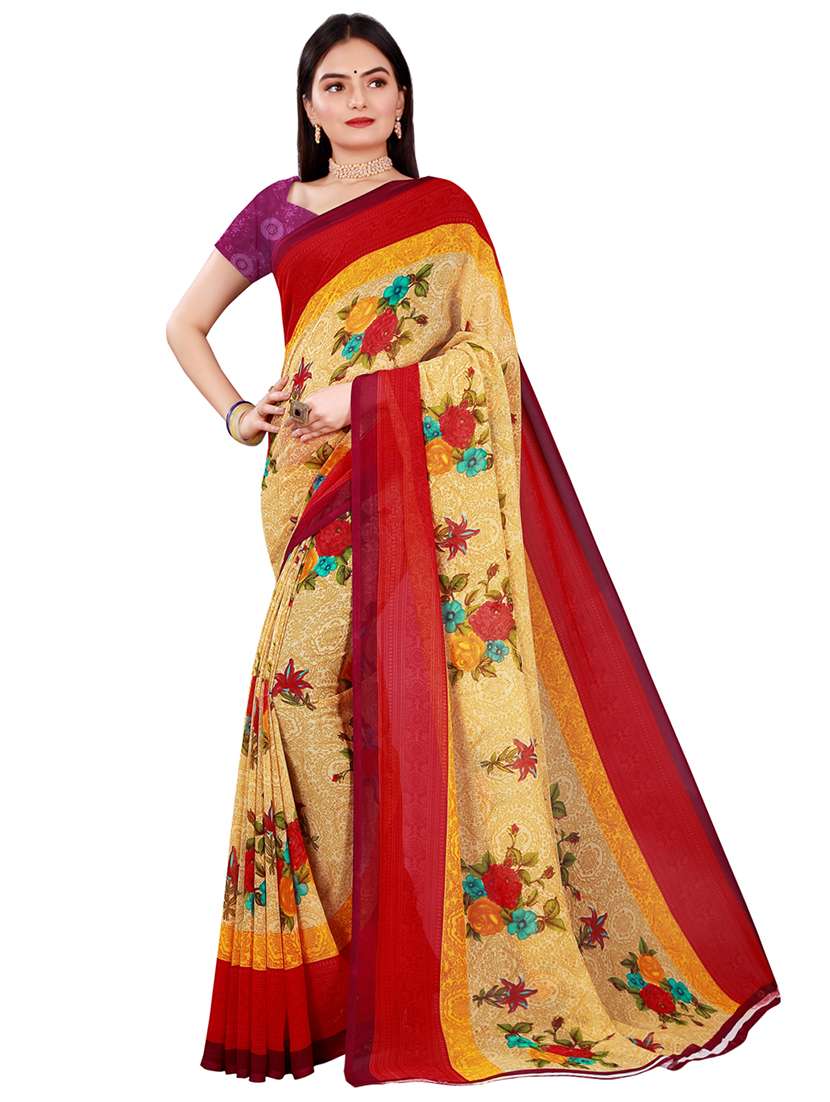 pack of 2 printed sarees with blouse - 18501456 -  Standard Image - 3