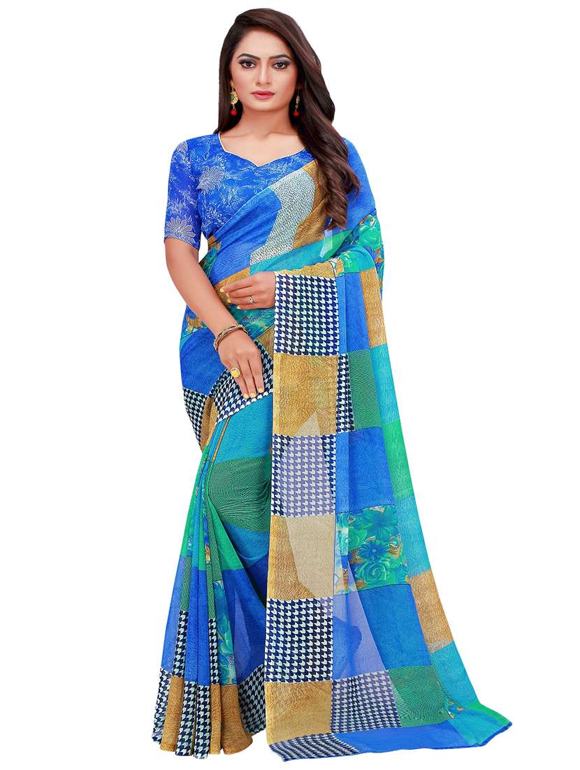 pack of 2 printed sarees with blouse - 18501495 - Standard Image - 3