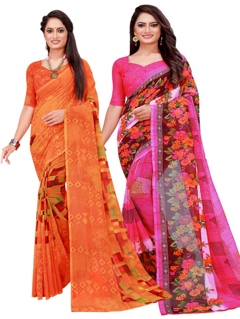 pack of 2 printed sarees - 18501553 - Zoom Image - 0