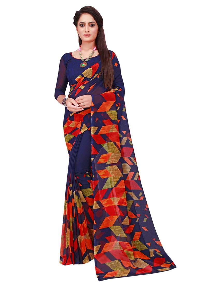 pack of 2 printed sarees with blouse - 18501580 - Standard Image - 3