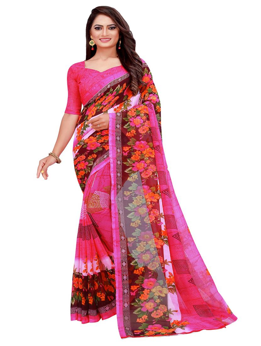 pack of 2 printed sarees with blouse - 18501663 - Standard Image - 3