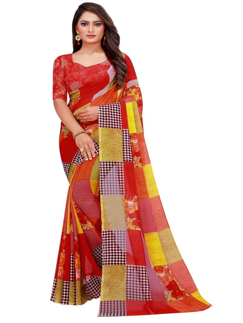 pack of 2 printed sarees with blouse - 18501679 -  Standard Image - 3