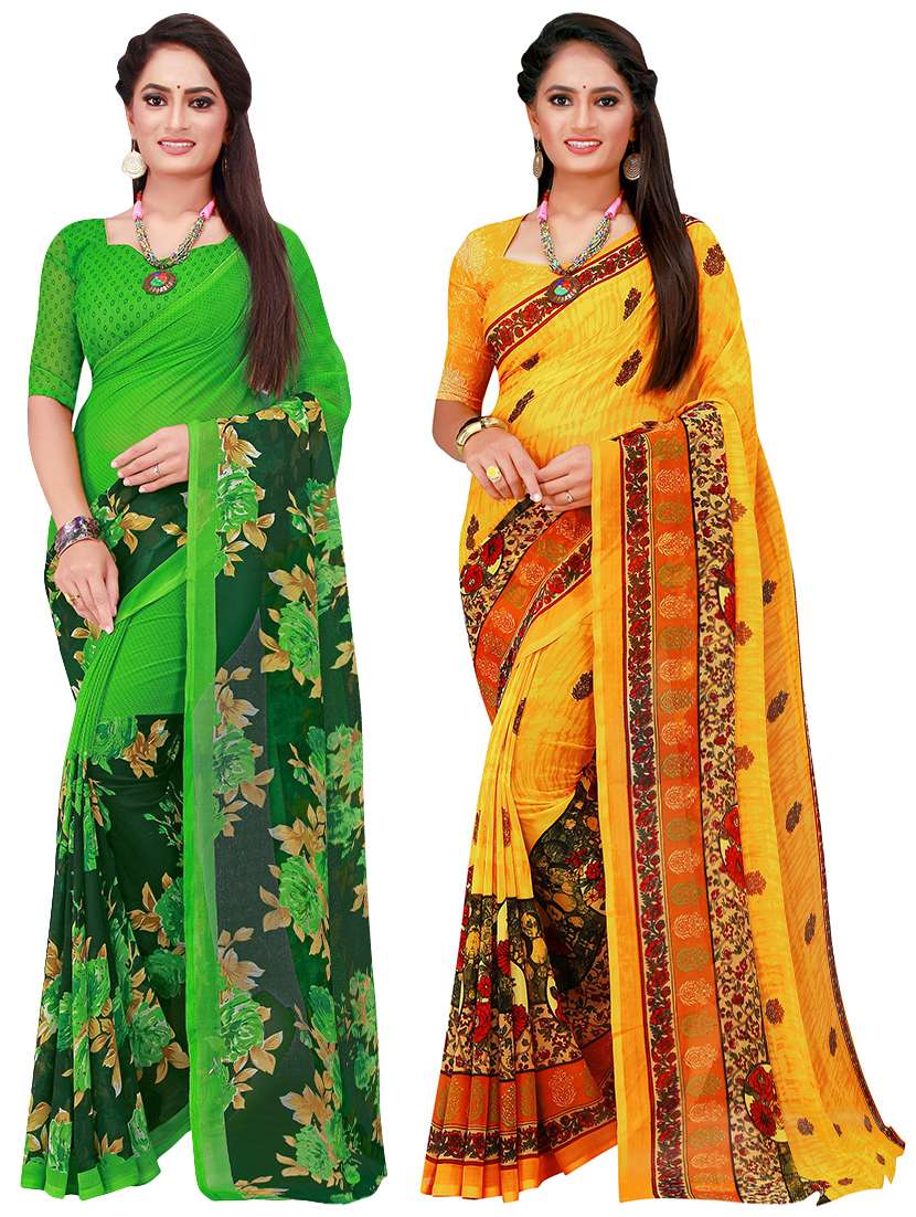 pack of 2 printed sarees  with blouse