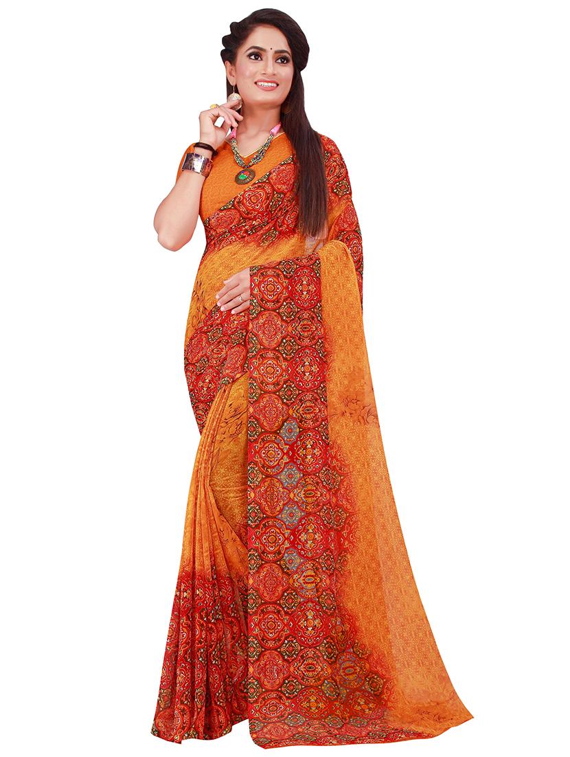 pack of 2 printed sarees with blouse - 18502031 - Standard Image - 3