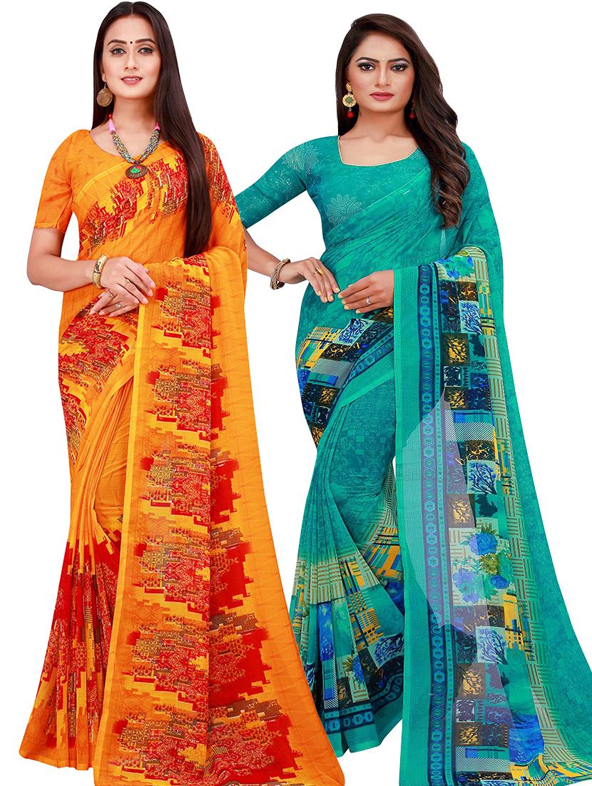 pack of 2 printed sarees - 18502208 -  Zoom Image - 0