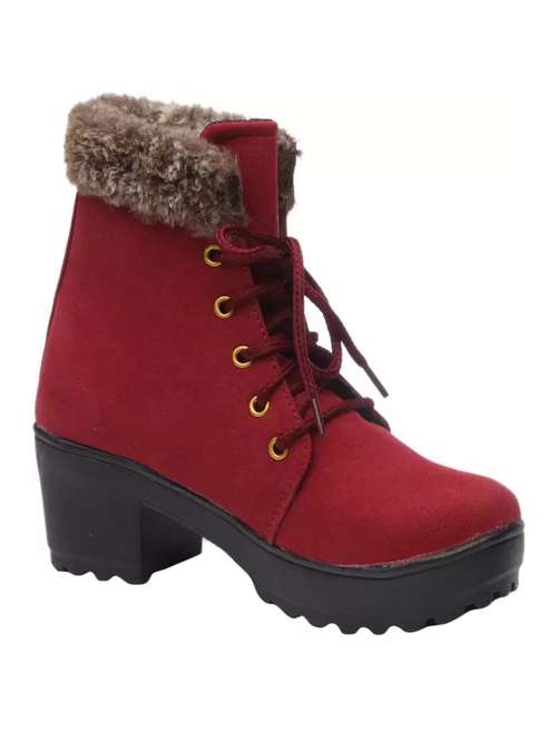 ankle length lace up boots with fur accent - 18502601 -  Standard Image - 0