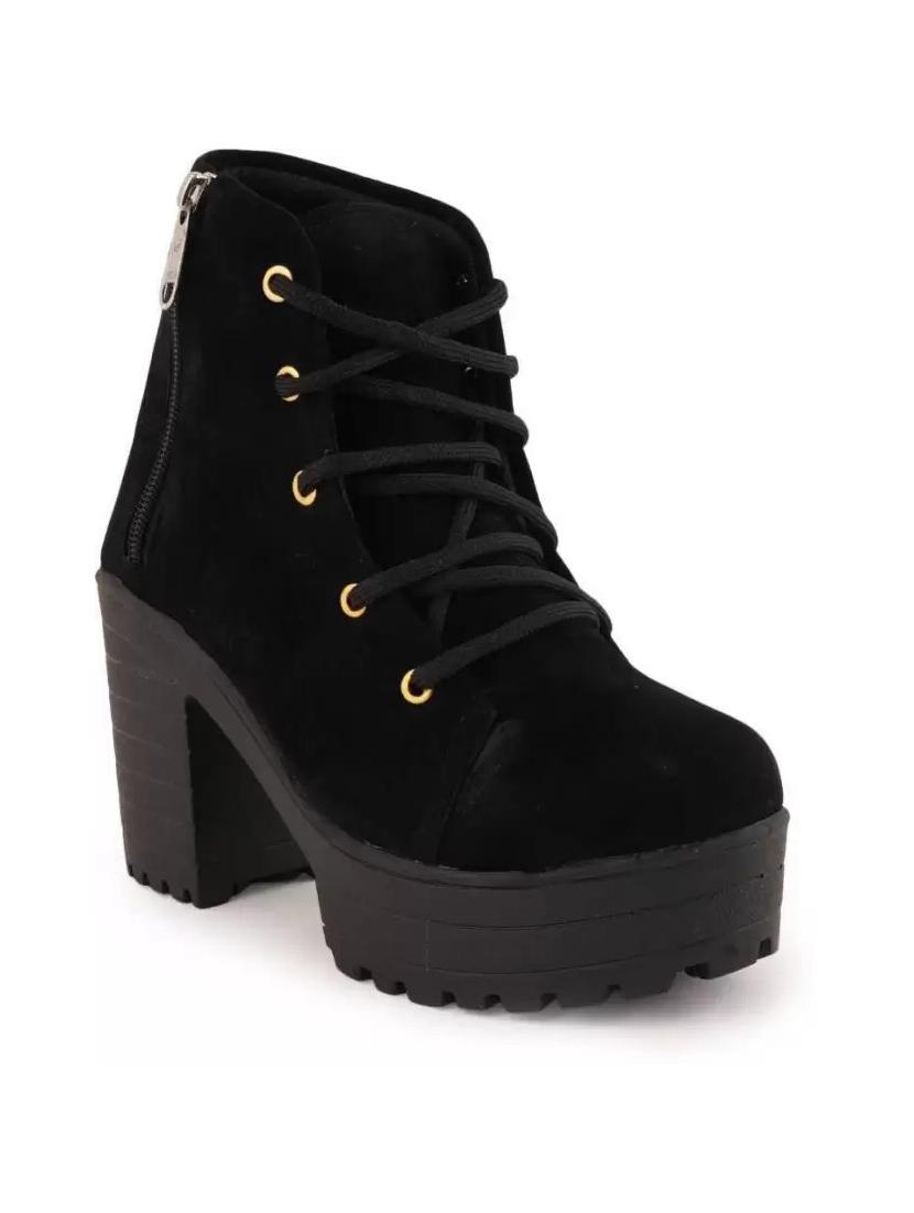 ankle length lace up boots with side zipper - 18502618 -  Zoom Image - 0
