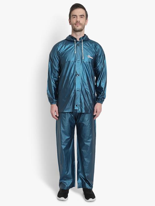 teal solid hooded rain suit - 18503969 - Standard Image - 0