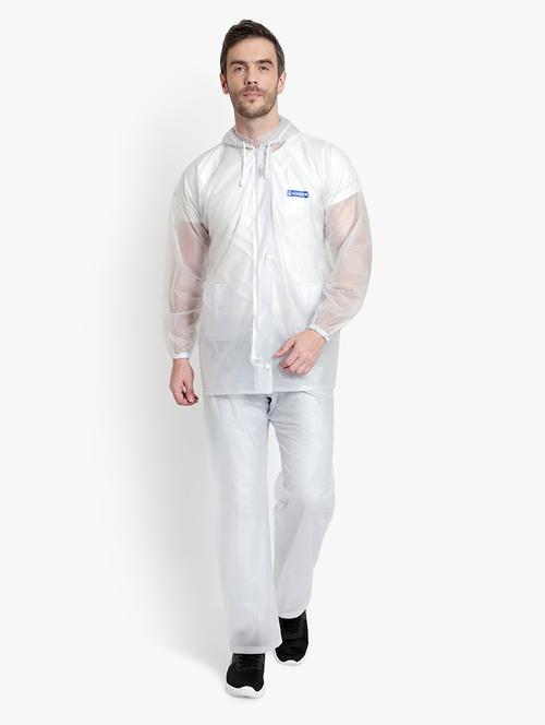 white transparent solid hooded rain suit - 18503973 - Standard Image - 0