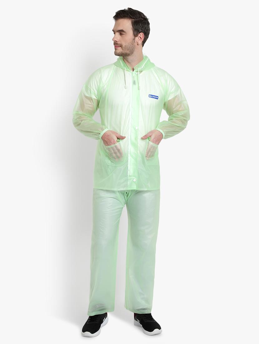 green transparent solid hooded rain suit - 18503977 -  Zoom Image - 0