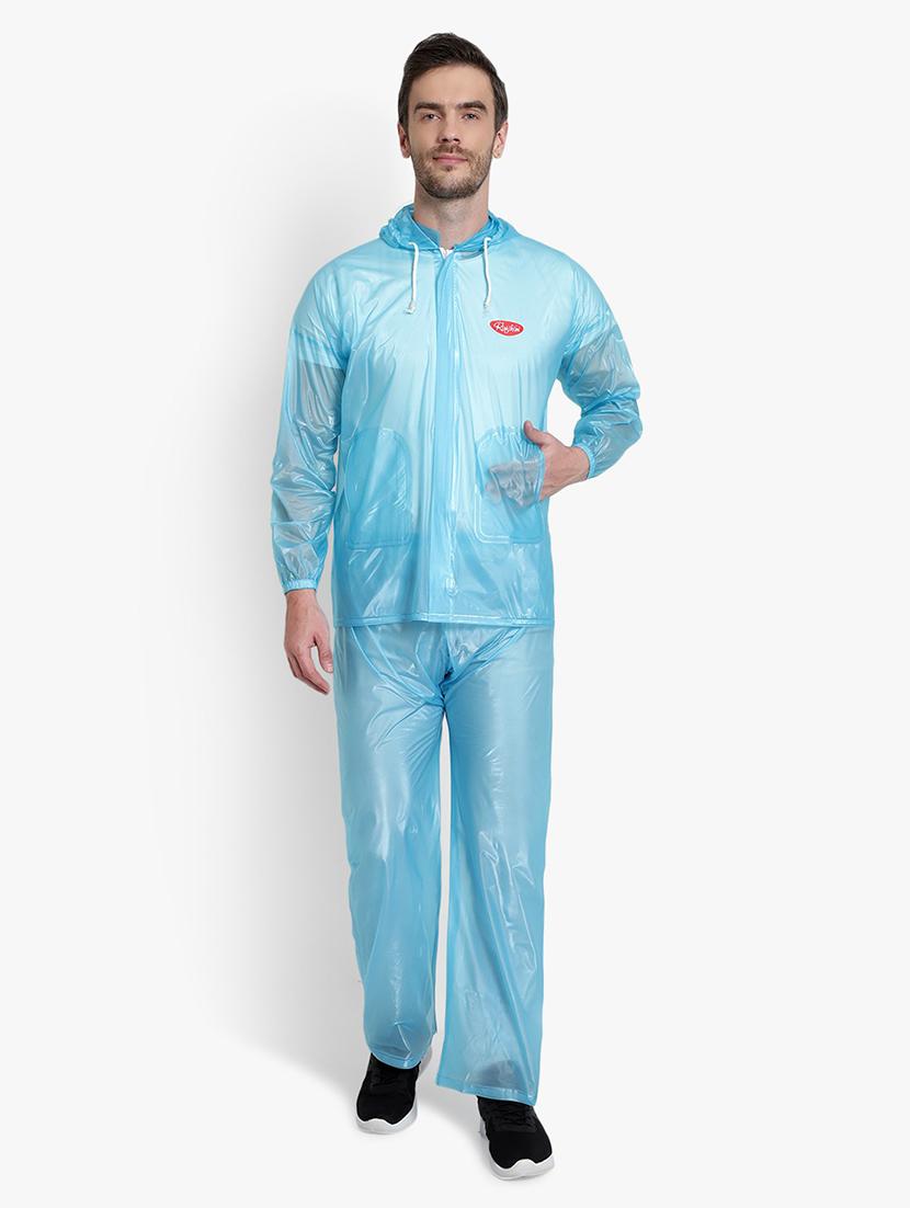 blue transparent solid hooded rain suit - 18503985 -  Zoom Image - 0