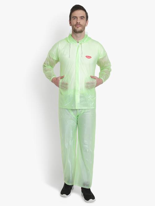 green transparent solid hooded rain suit - 18503986 -  Standard Image - 0