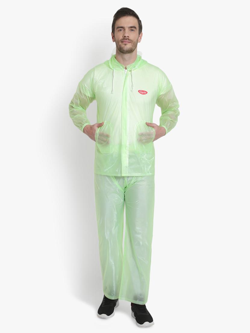 green transparent solid hooded rain suit - 18503986 -  Zoom Image - 0