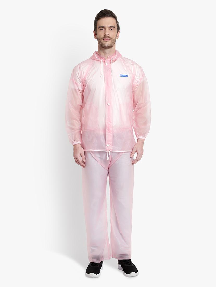 pink transparent solid hooded rain suit - 18504000 -  Zoom Image - 0