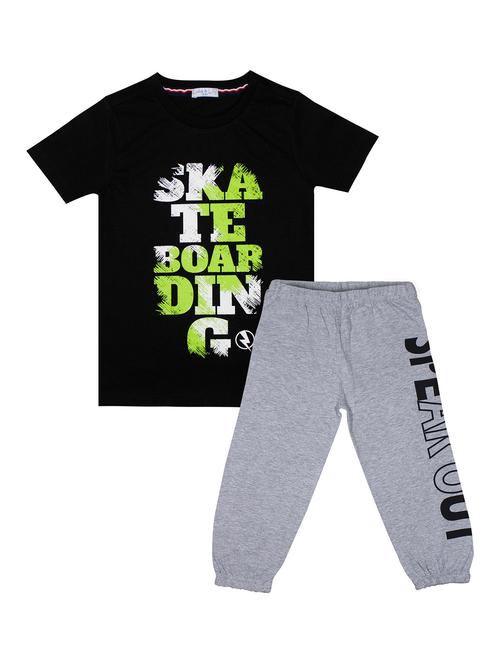 boys typography print t-shirt & jogger set - 18504634 -  Standard Image - 0
