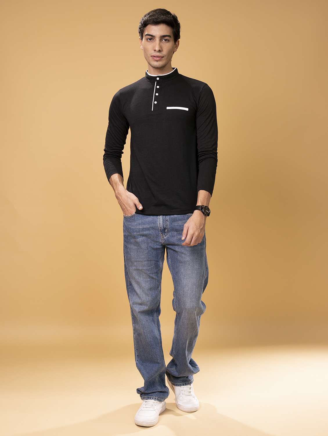 black solid casual t-shirt  - 18507470 -  Standard Image - 3
