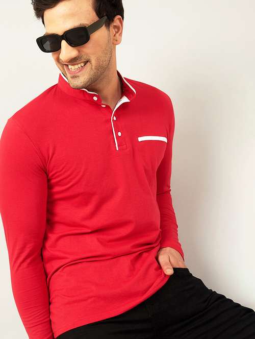 red solid casual t-shirt  - 18507471 -  Standard Image - 0