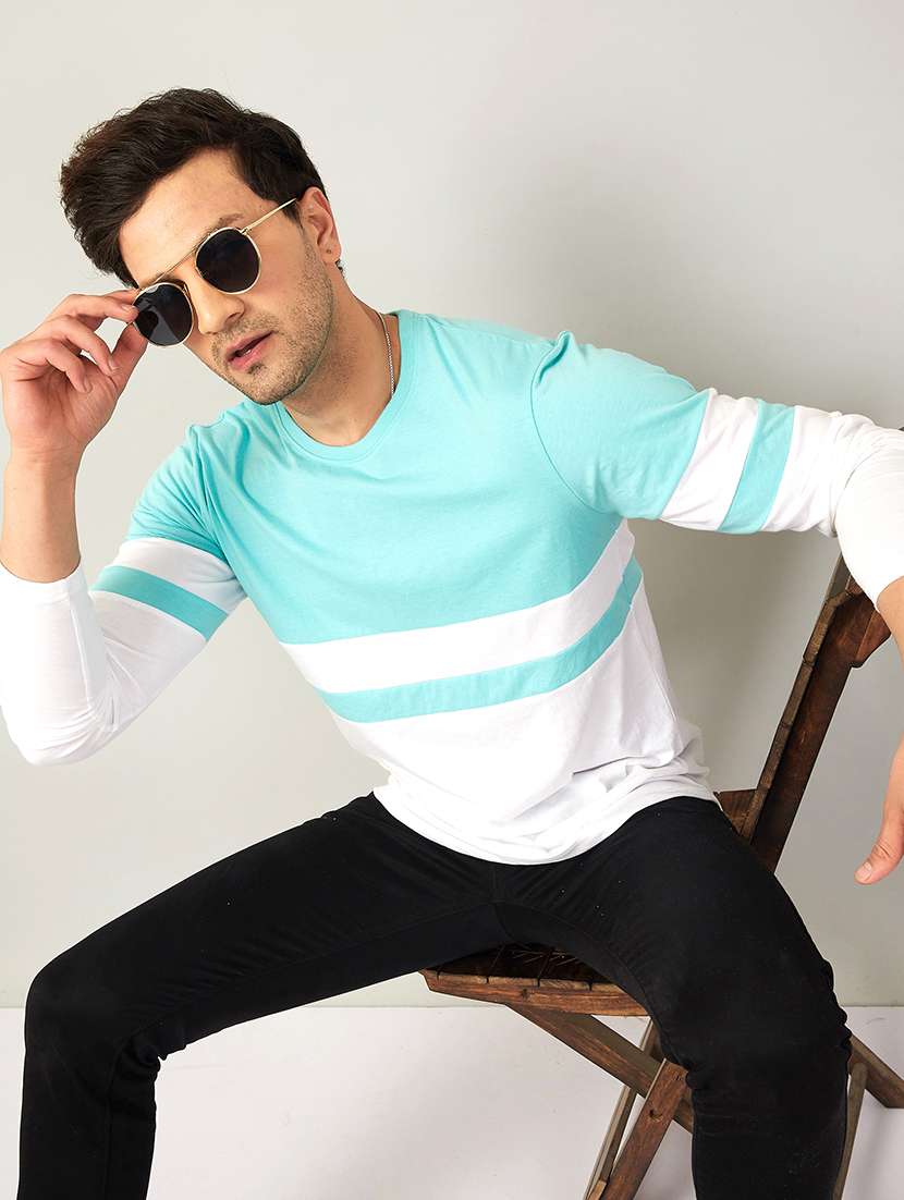 white color block casual t-shirt - 18507487 - Zoom Image - 0