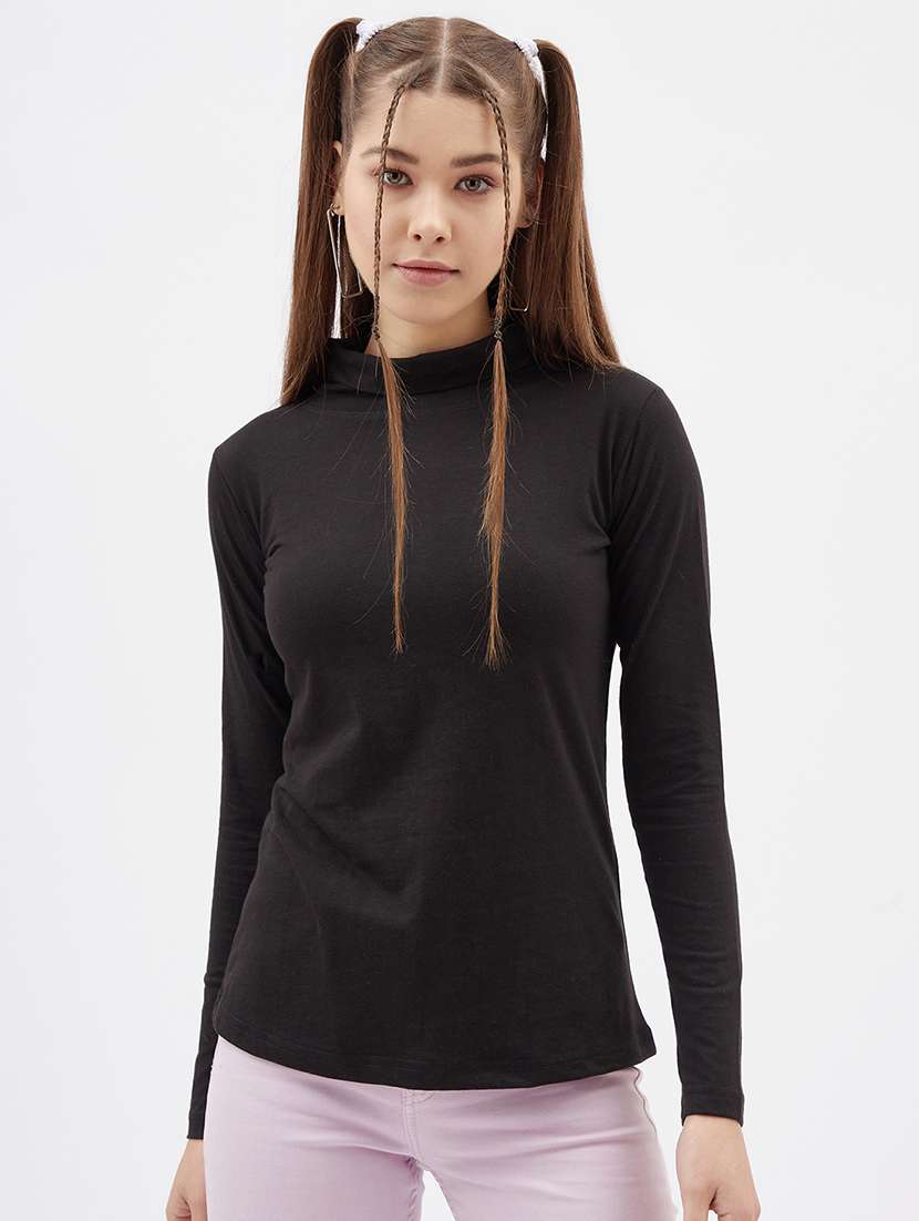 women's straight mock neck top