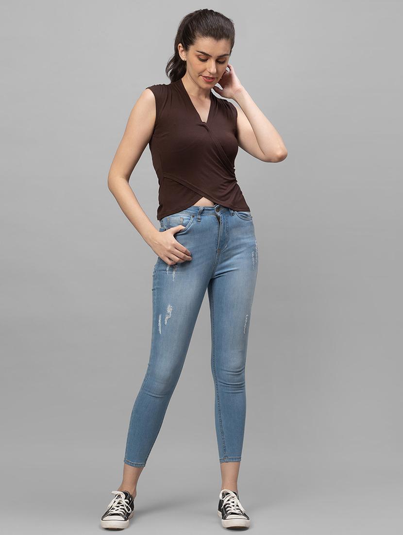 overlap neck solid top - 18507812 - Standard Image - 3
