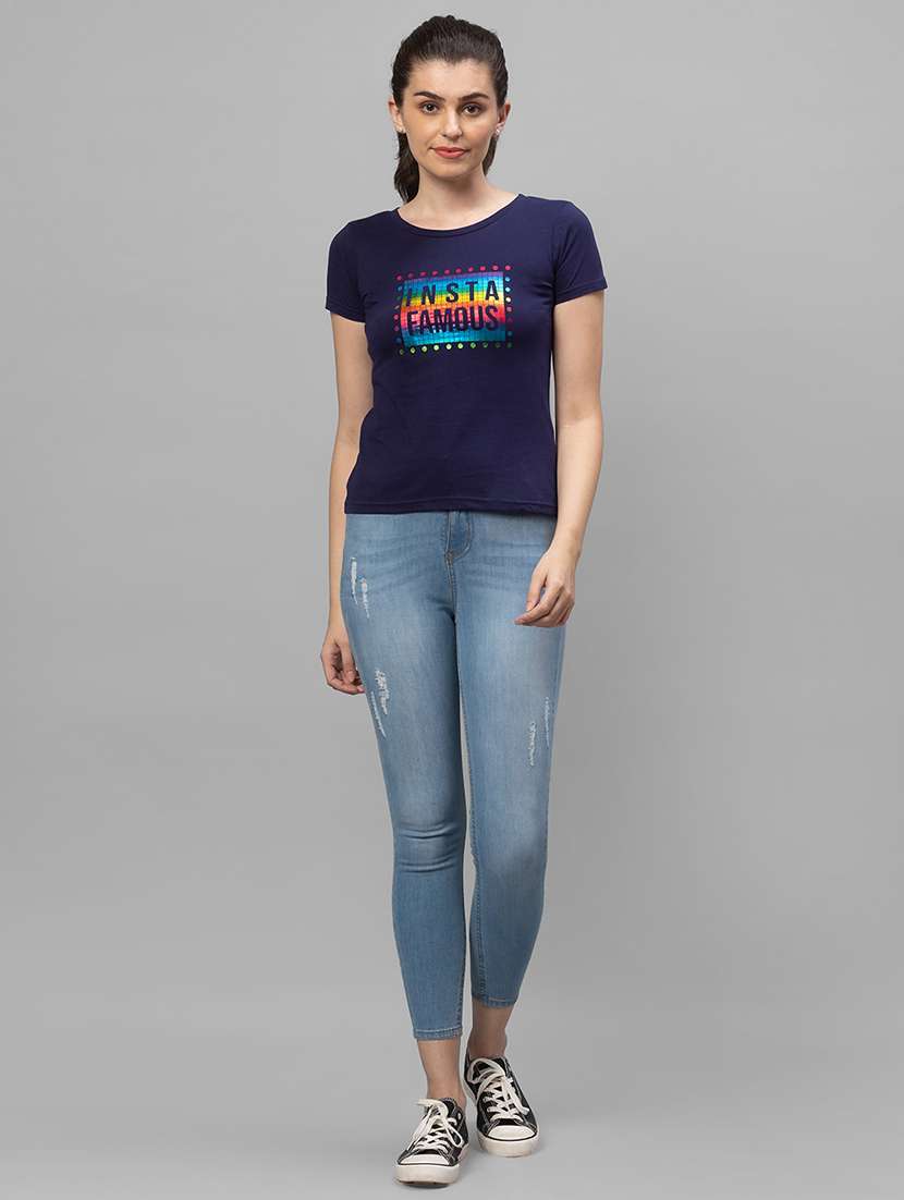 women's front print round neck t-shirt - 18507878 -  Standard Image - 3