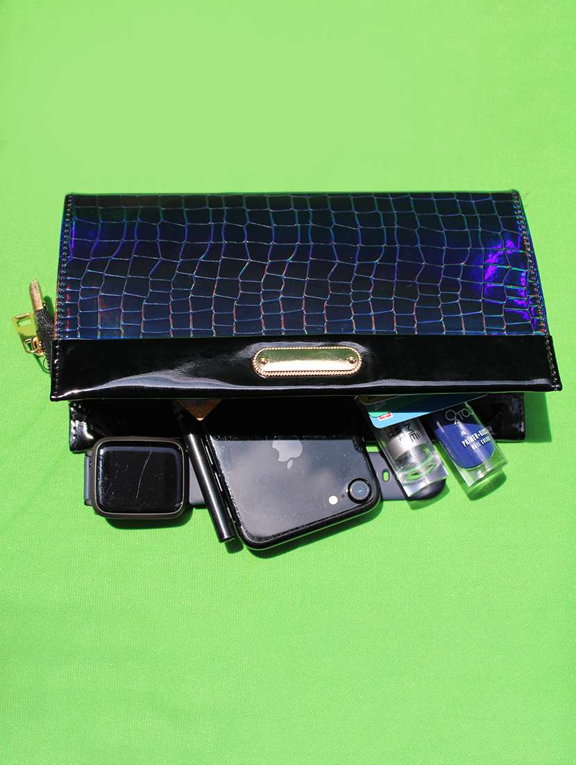 blue leatherette (pu) regular clutch - 18507906 -  Standard Image - 3