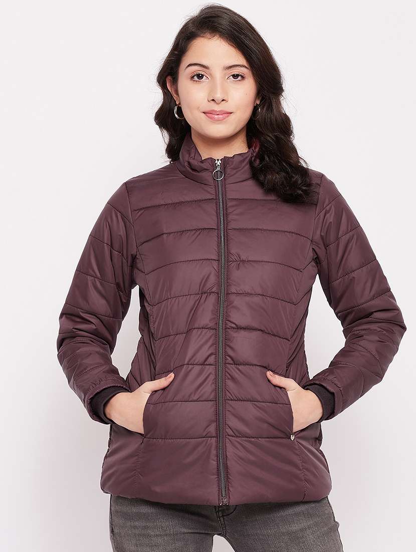 women solid long sleeve quilted jacket  - 18507971 -  Zoom Image - 0