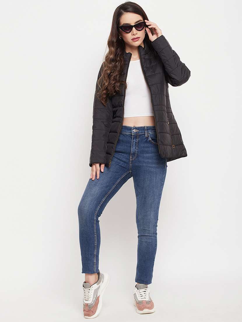 women solid long sleeve quilted jacket  - 18507972 -  Standard Image - 3