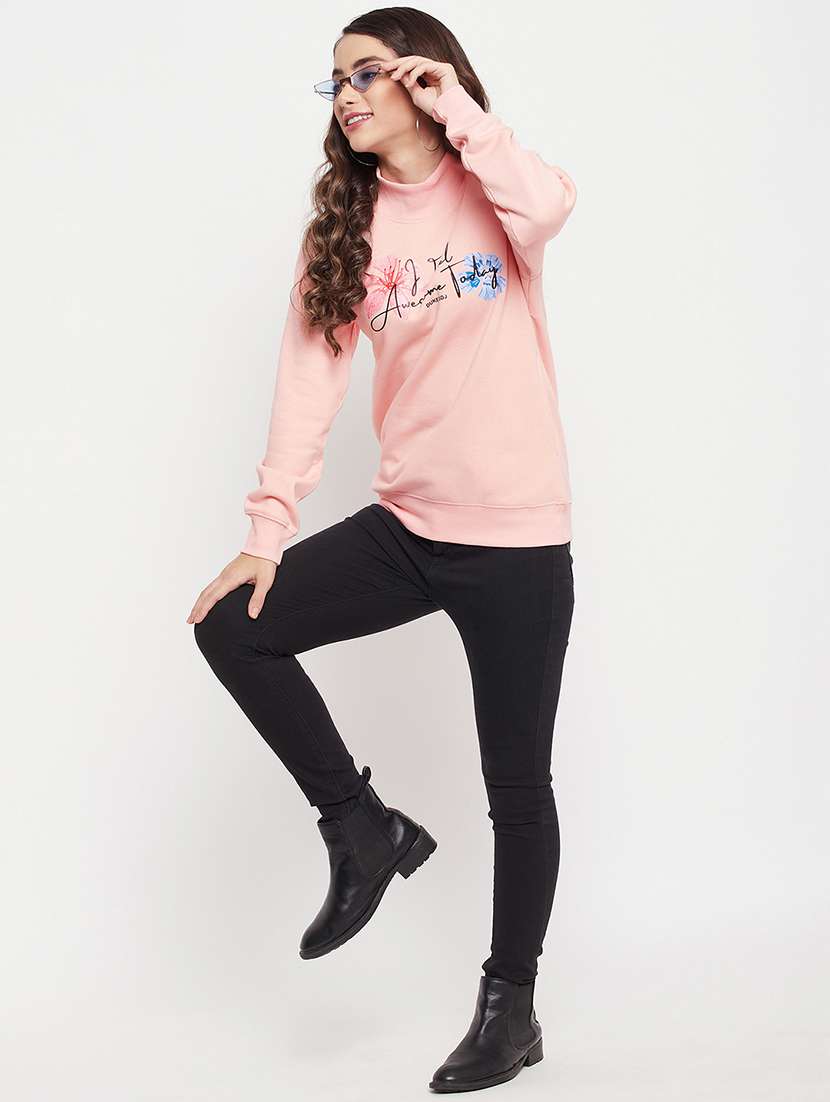 High Neck Graphic Printed Sweatshirt - 18507983 -  Standard Image - 3