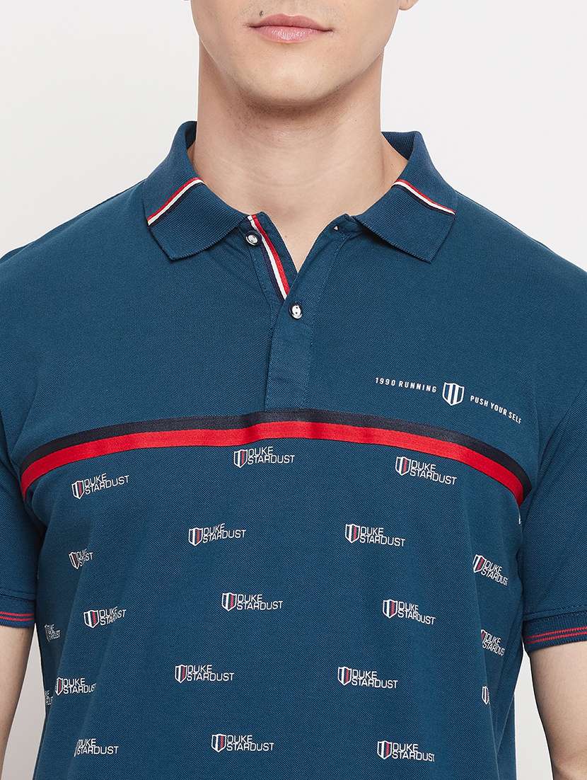 teal printed polo t-shirt - 18507996 - Standard Image - 3