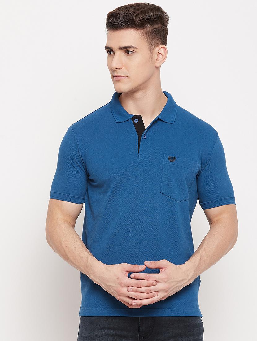 teal polo neck solid t-shirt - 18508001 - Zoom Image - 0