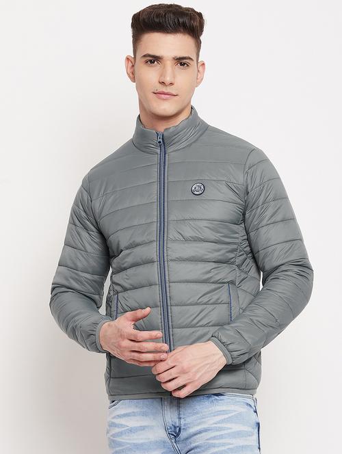 grey solid quilted jacket - 18508018 -  Standard Image - 0