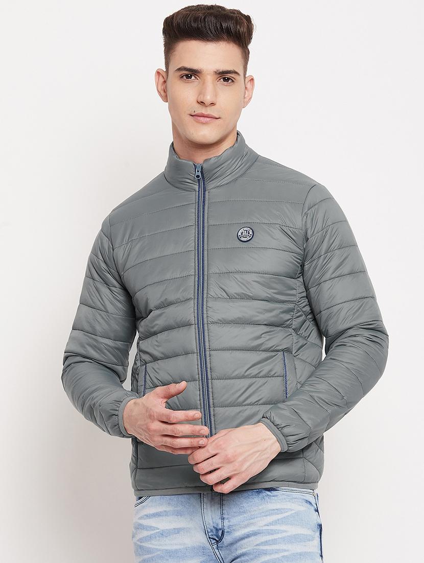 grey solid quilted jacket - 18508018 -  Zoom Image - 0