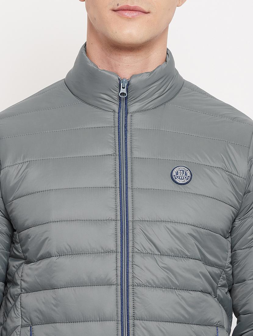 grey solid quilted jacket - 18508018 - Standard Image - 5