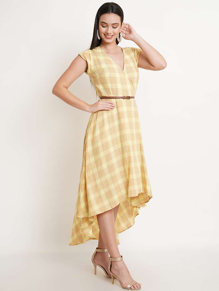 women's high-low checkered dress