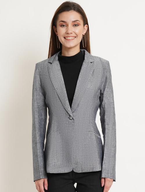 lapel neck melange casual blazer - 18509693 - Standard Image - 0